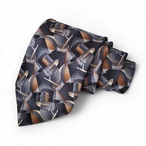 Vintage The Beatles Love Drum Silk Tie Abstract Print Made In Korea